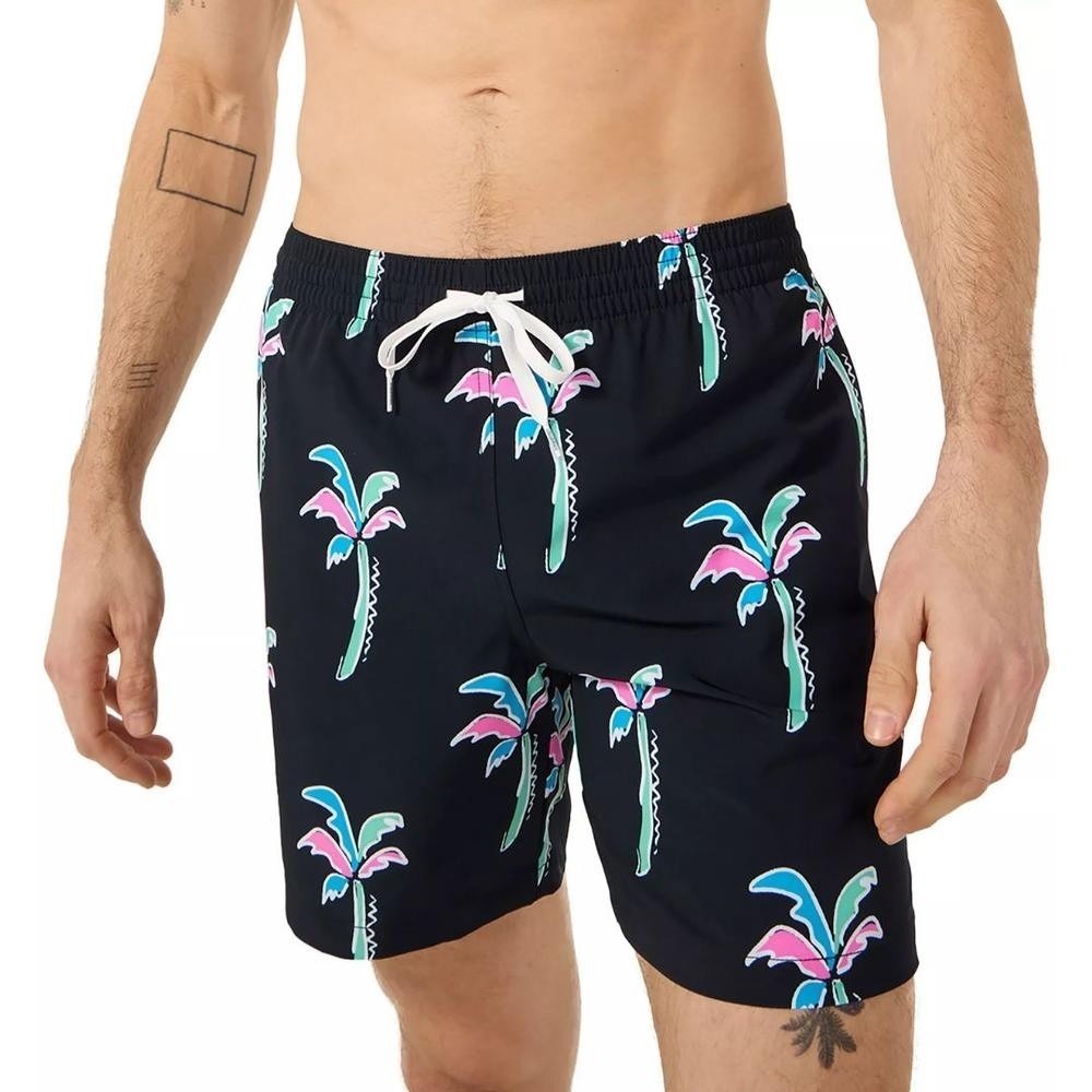 Chubbies Havana Nights Swim Trunks Mens XXL 2XL Black Palm Trees 7" Lined Shorts